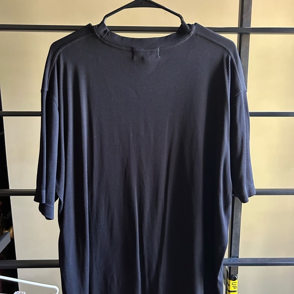 Men's Black Ribbed Short Sleeve T-Shirt - Picture 3 of 3
